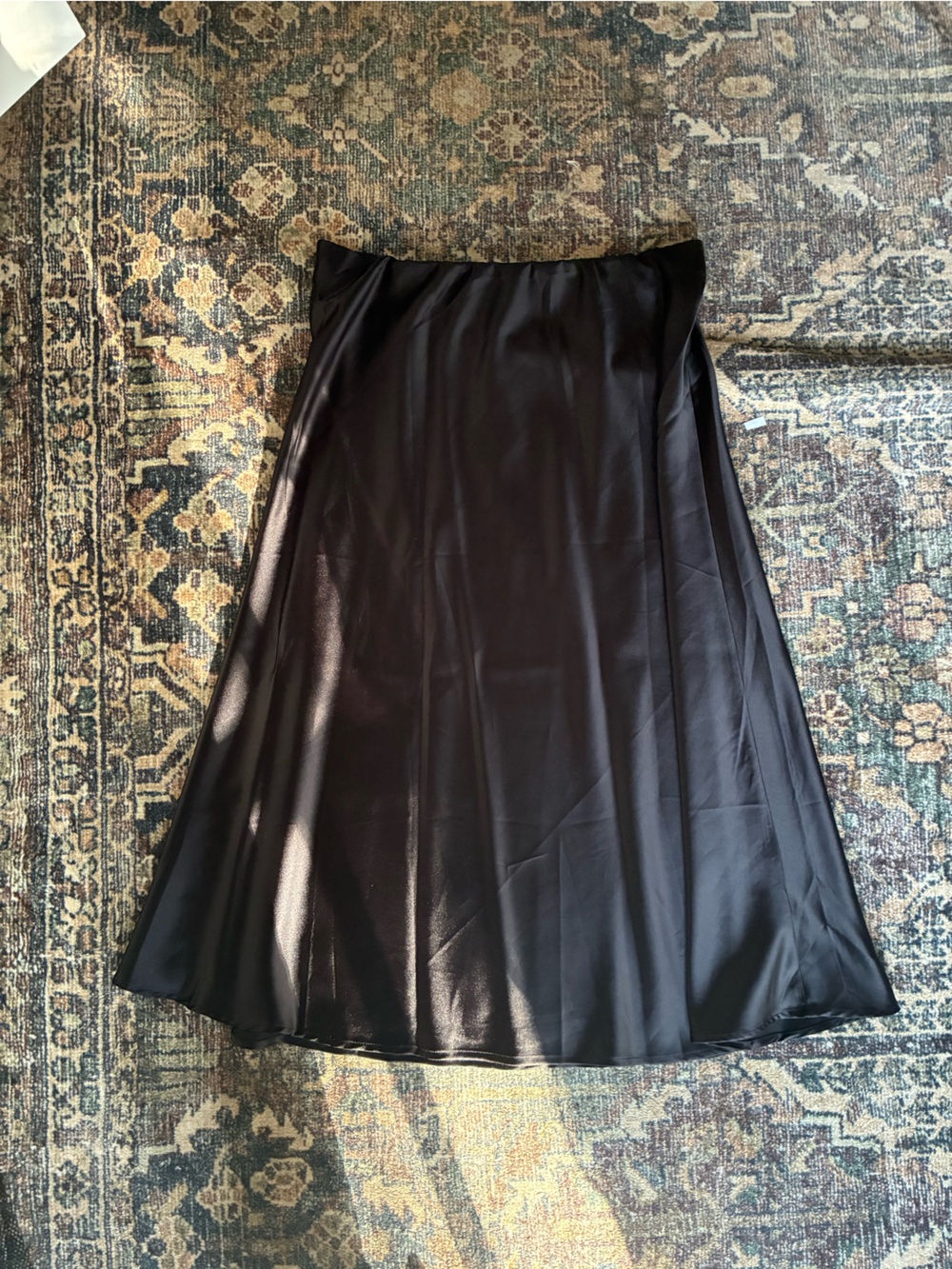 Black Strapless Satin-Look Skirt